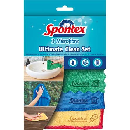 Spontex Microfibre Ultimate Clean 3er Tücherset, Utensili pulizia, Multicolore