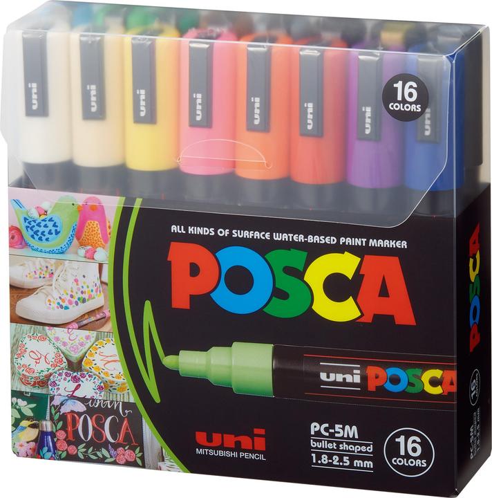 Produktbild Posca Marker PC-5M Rundspitze (Mehrfarbig, 2.50 mm, 16 x)