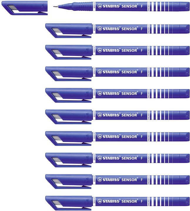 Produktbild STABILO Fineliner Sensor, Strichbreite 0,3 oder 0,7 mm, 4 Farben zur Auswahl, 10 Stück (Blau, 10 x)