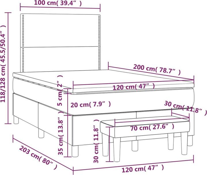 Immagine prodotto vidaXL Boxspringbett (120 x 200 cm)