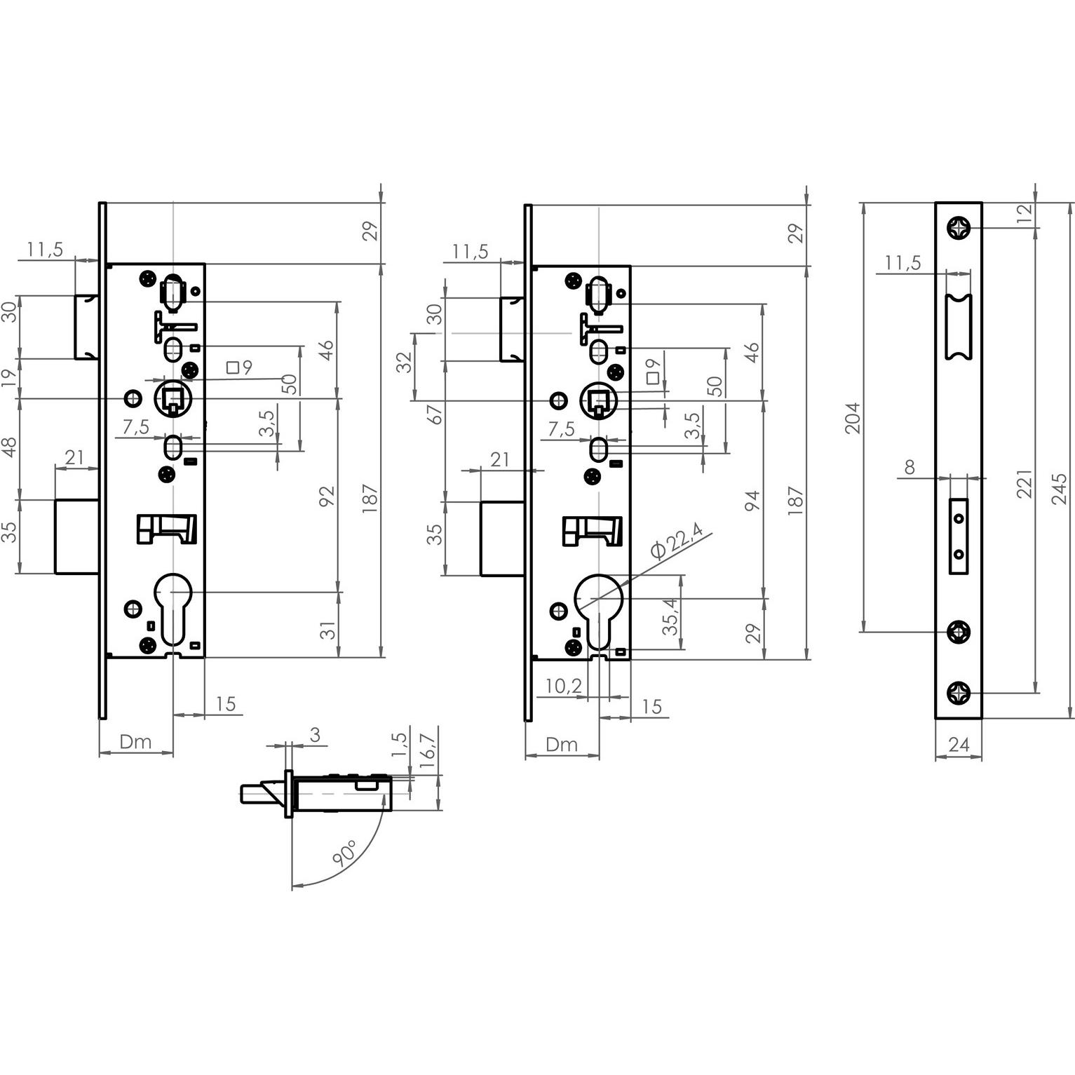 Thumbnail - SSF, Türschloss + Schliesszylinder, Rohrrahmen-Einsteckschloss Serie 02 (Einsteckschloss)