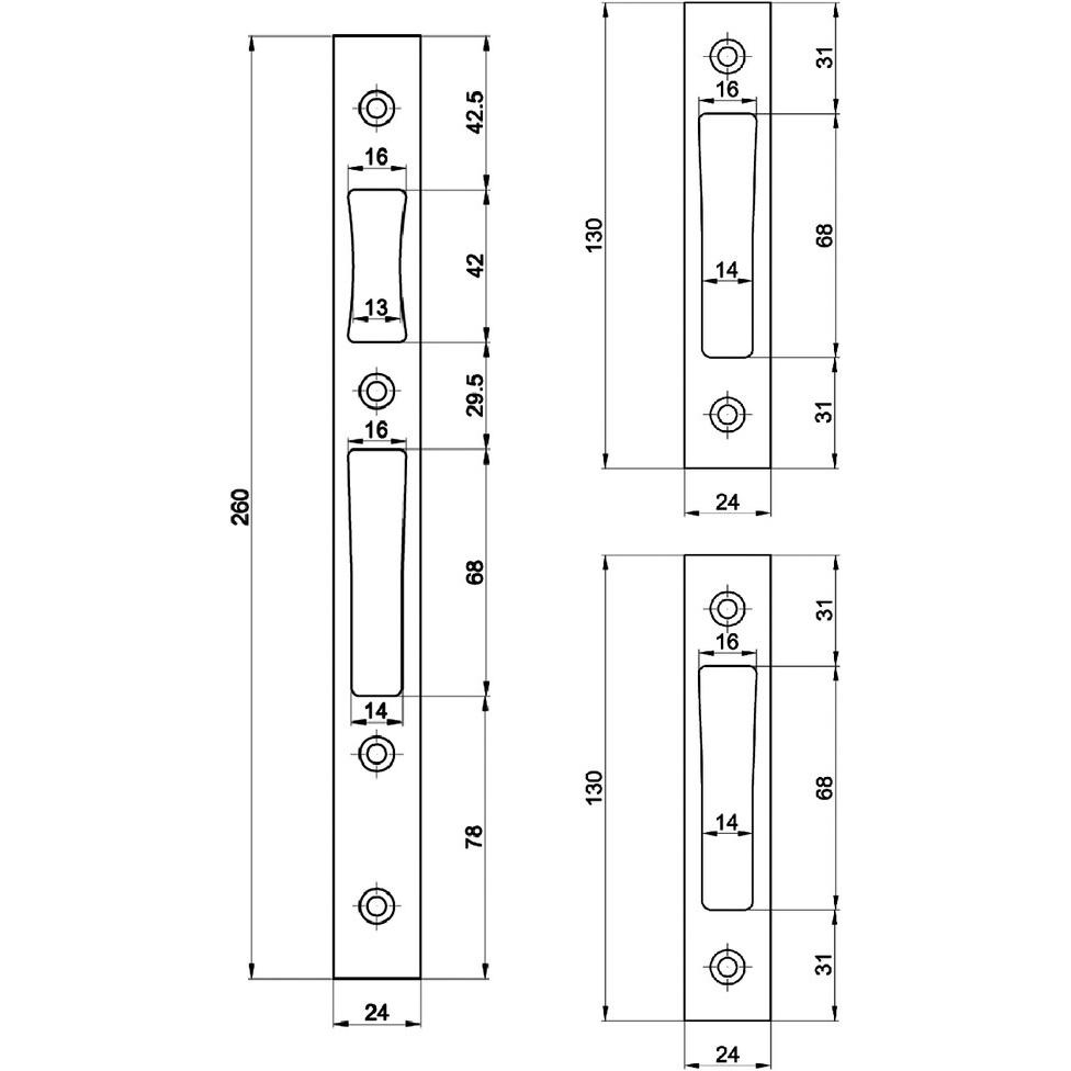 MSL, Türgriff + Fenstergriff, Flachschliessbleche B-19351H (Schliessblech)