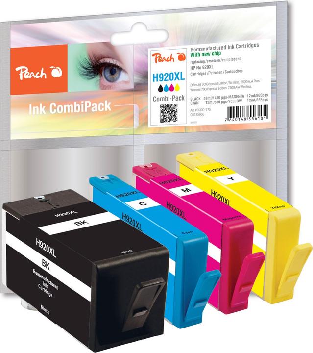 Produktbild Peach Spar Pack Tintenpatronen kompatibel zu HP No. 920XL (M, C, Y, BK)