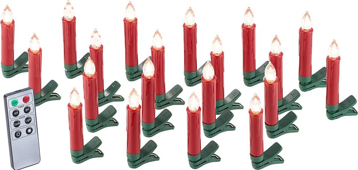 Produktbild Lunartec 20er-Set LED-Weihnachtsbaum-Kerzen mit IR-Fernbedienung, rot (20 x)
