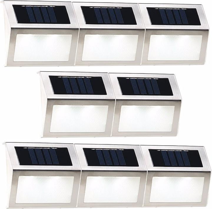 Produktbild Lunartec 8er-Set Solar-LED-Wand- & Treppen-Leuchten (20 lm, IP44)