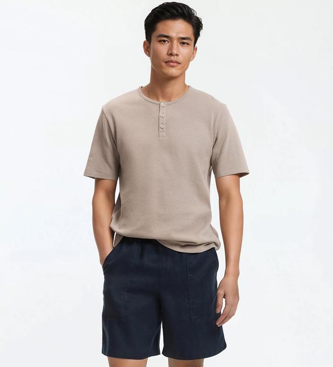 Actual product image La Redoute Collections Oberteil in T-Shirt-Form mit rundem Ausschnitt und kleiner Knopfleiste (M)