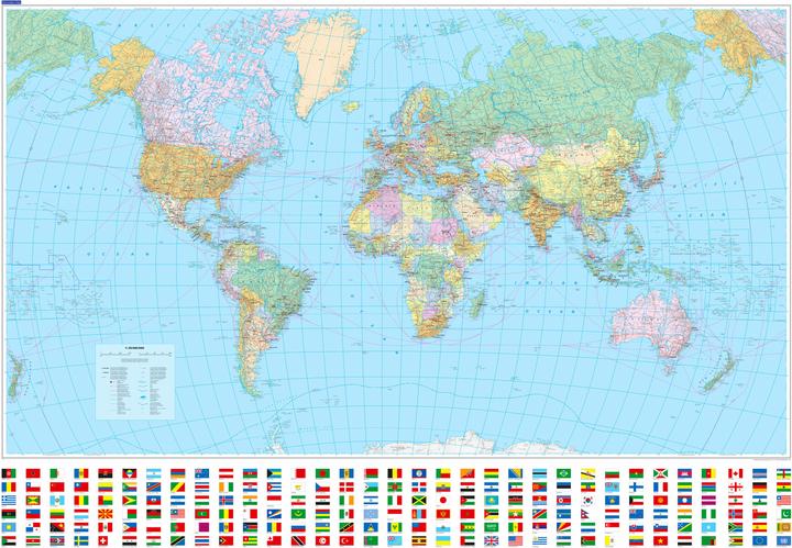 World political with relief (d,f,e) 1:30 m poster