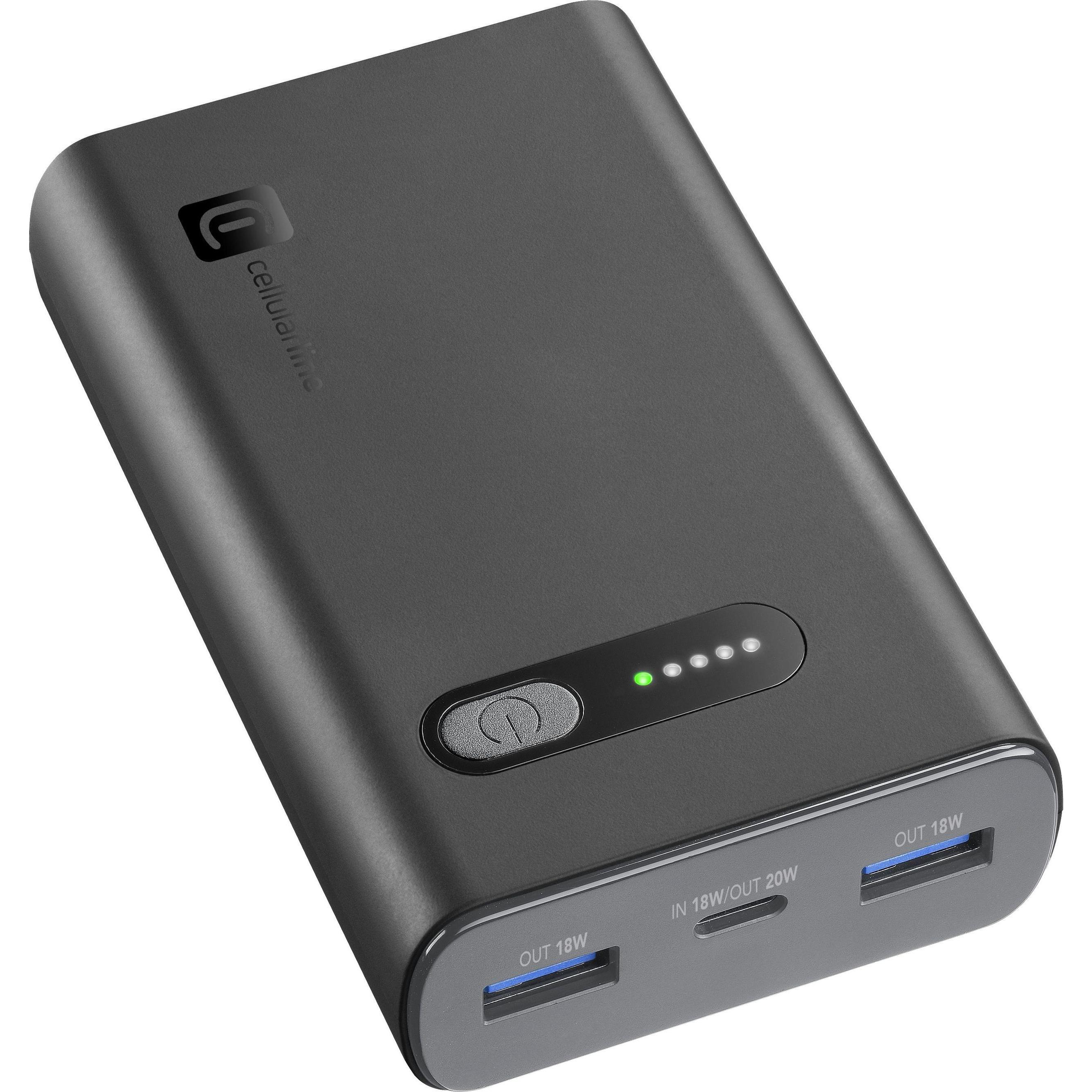 Cellularline CELLULAR L& CLL PB FAST 10000 BK (10000 mAh, 20 W), Powerbank, Schwarz