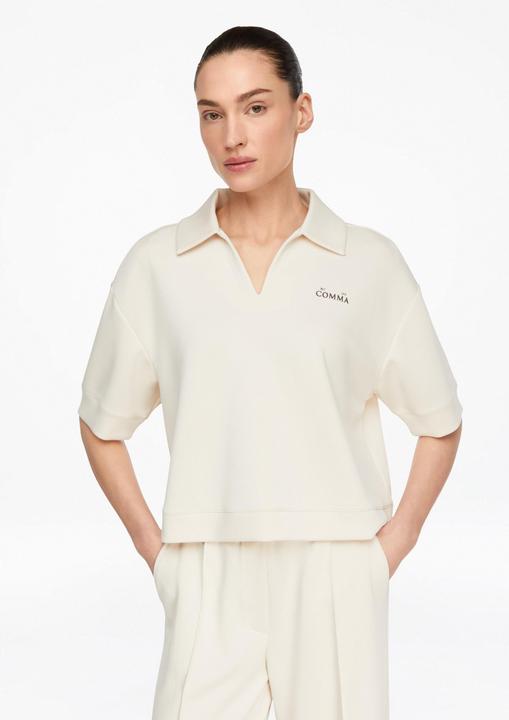 Produktbild Comma Fliessendes Polo-Shirt mit Logo-Artwork und Cropped-Länge (32)