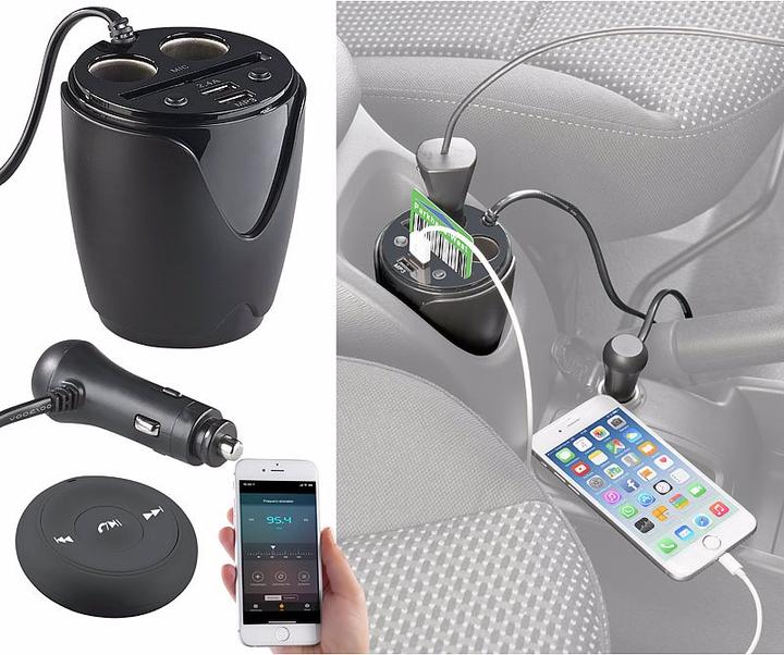 Actual product image Auvisio Car charger with FM transmitter, hands-free speaker and MP3 player