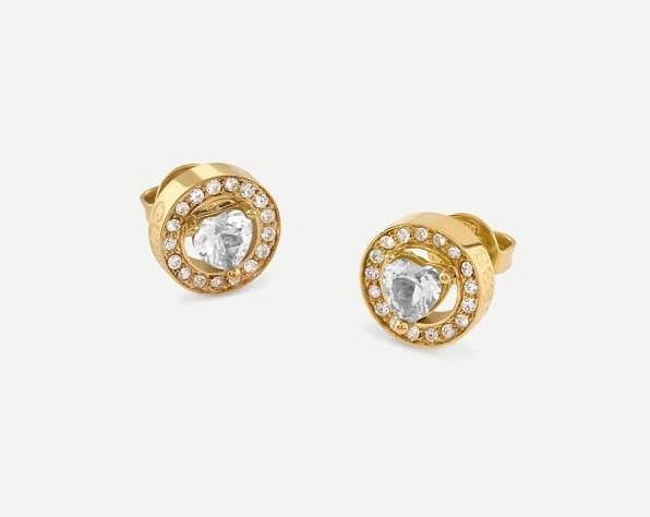Image du produit Guess - M'ama Non M'ama Romantic Gold Plated Clear Zircon Earrings JUBE04669JWYGT/U (Acier inoxydable)