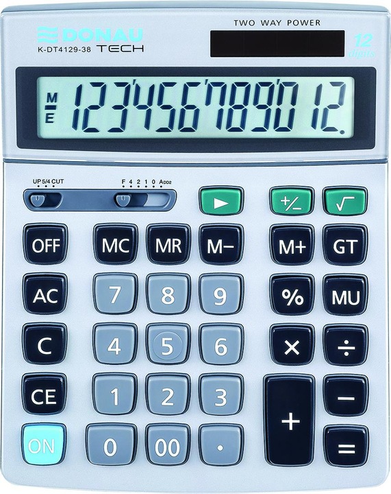 Produktbild Donau Rechner TECH Bürorechner, 12 Ziffern Anzeige, dimmbar. 210x154x34 mm, Metallgehäuse, silber (Batterien)