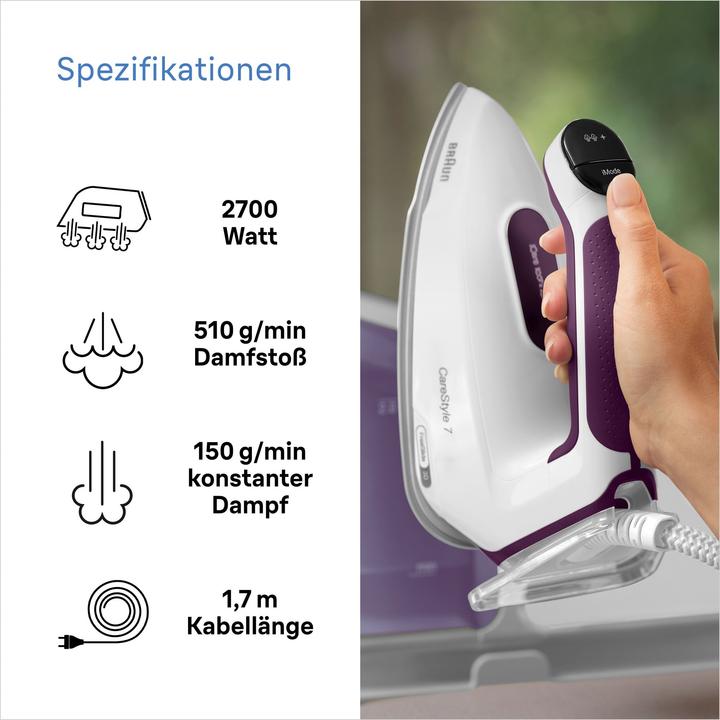 Immagine prodotto Braun CareStyle 7 IS7266 VI, bianco/viola (2700 W, 550 g/min)