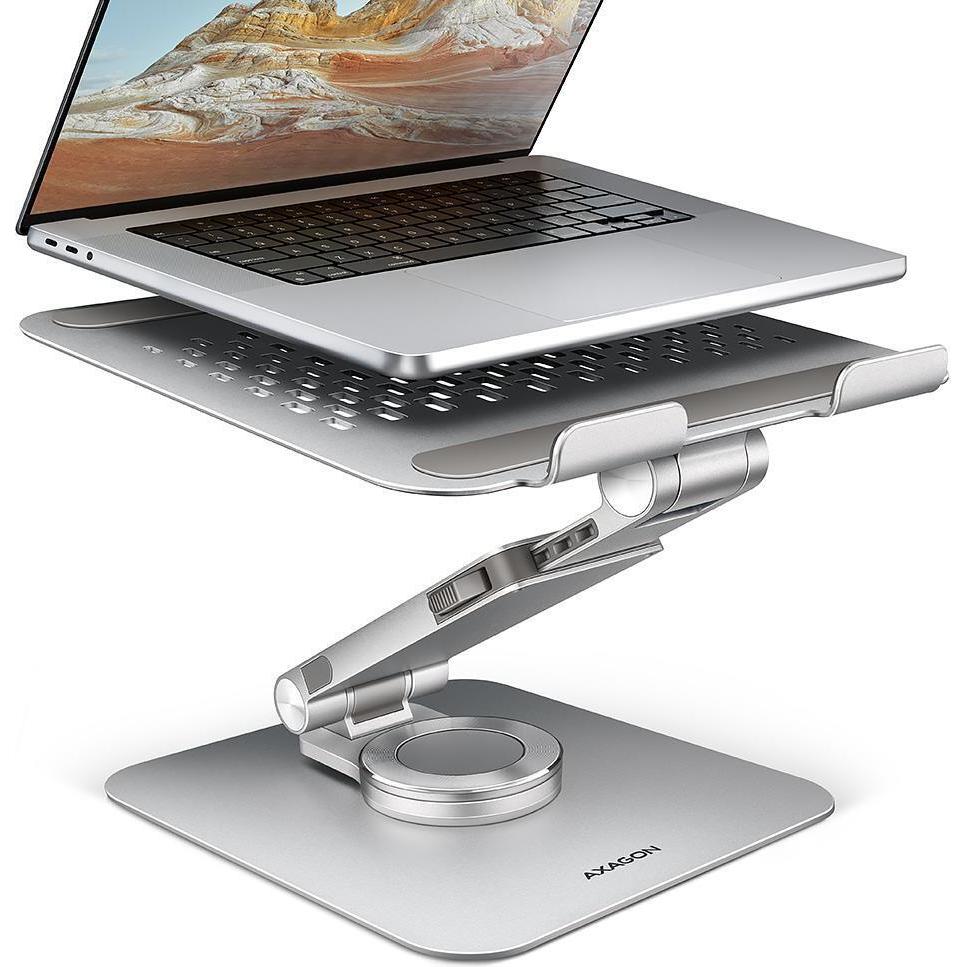 Axagon NB ACC STAND 10-17" ROTATING/ALUMINUM STND-LR, Supporto per notebook, Argento