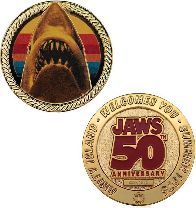Actual product image Fanattik Jaws Sammelmünze 50th Anniversary 24k Gold Plated Limited Edition