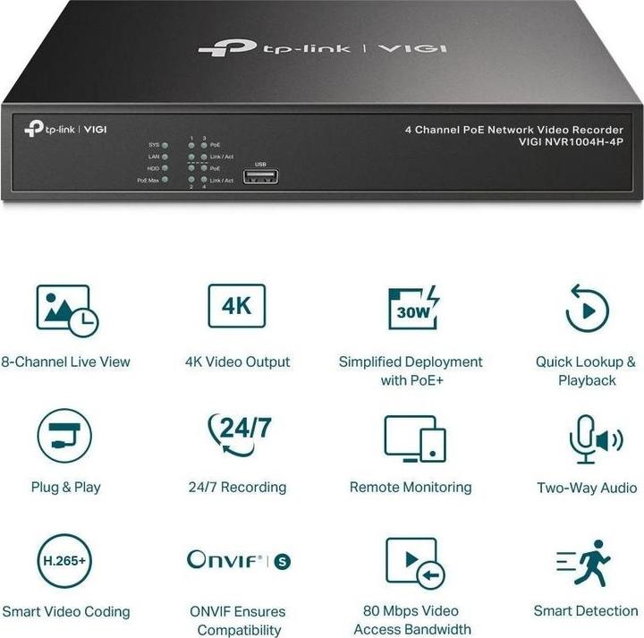 Actual product image TP-Link VIGI NVR1004H-4P (Network Video Recorder (NVR))