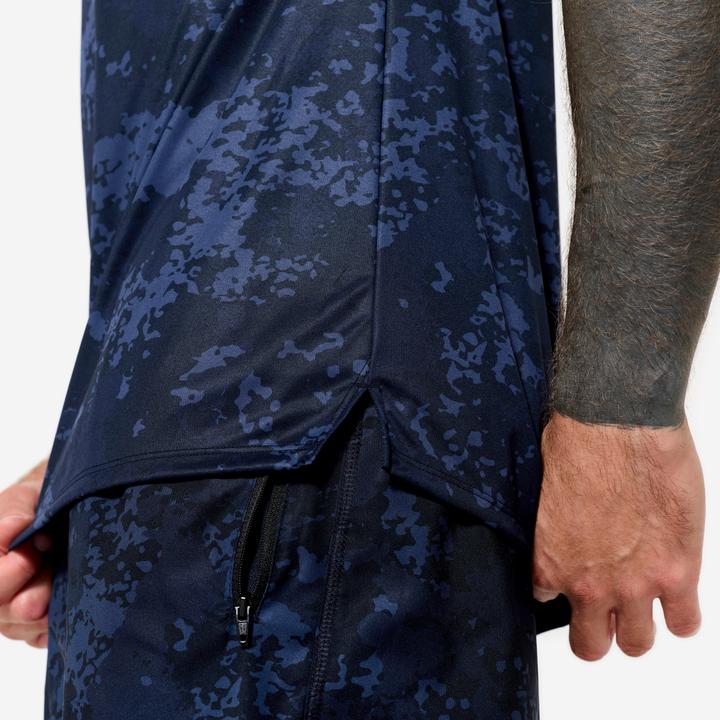 Domyos Men's Short-Sleeved Crew Neck Breathable Fitness T-Shirt - Navy Blue (M)