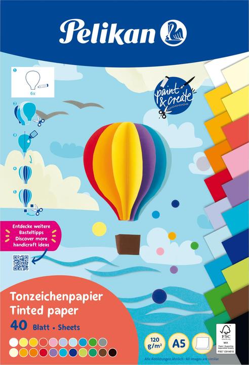 Produktbild Pelikan Tonpapierblock A5 40BL bunt (120 g/m², 1x)