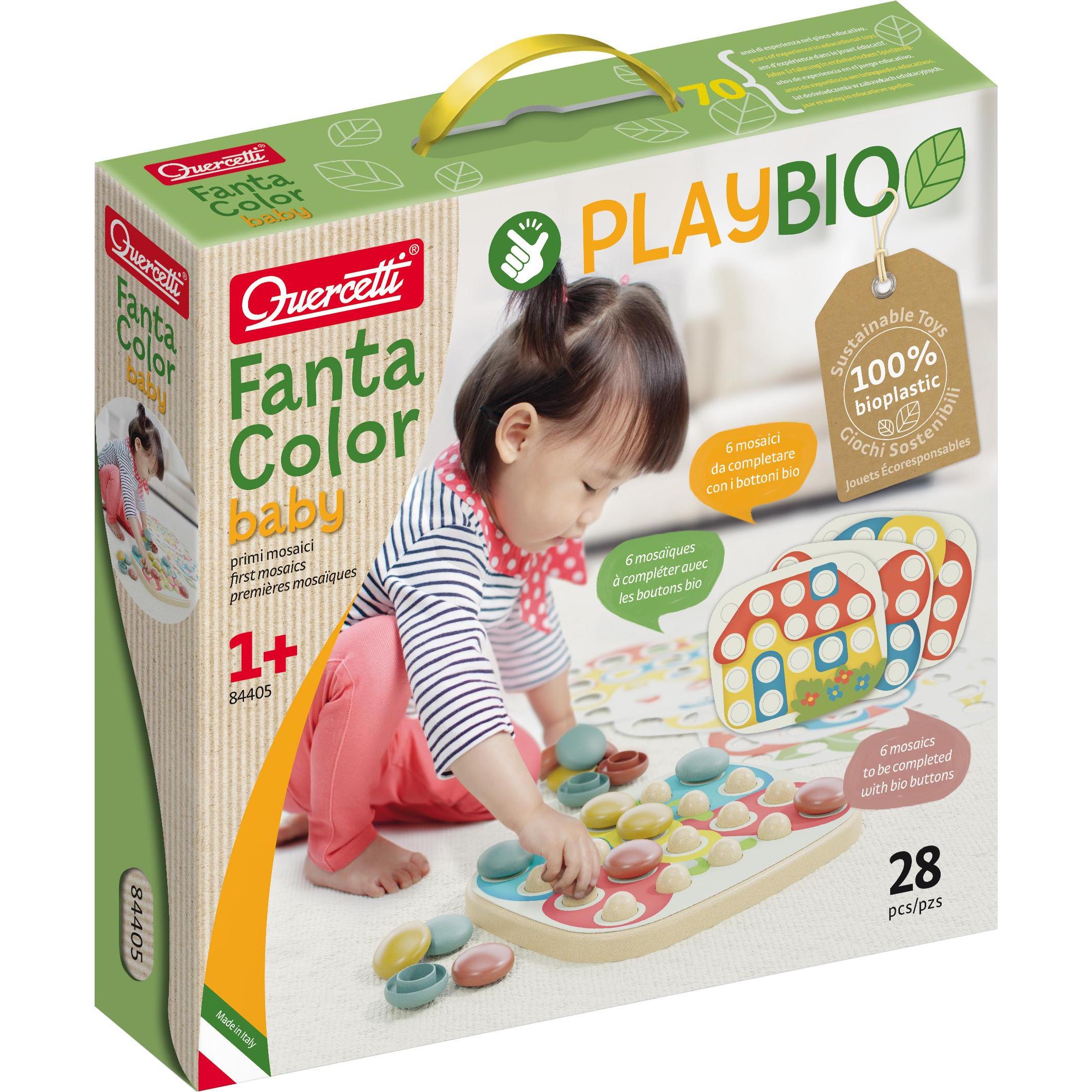 Quercetti PlayBio Mosaik-Steckspiel aus Biokunststoff: PlayBio FantaColor Baby (28 Teile)