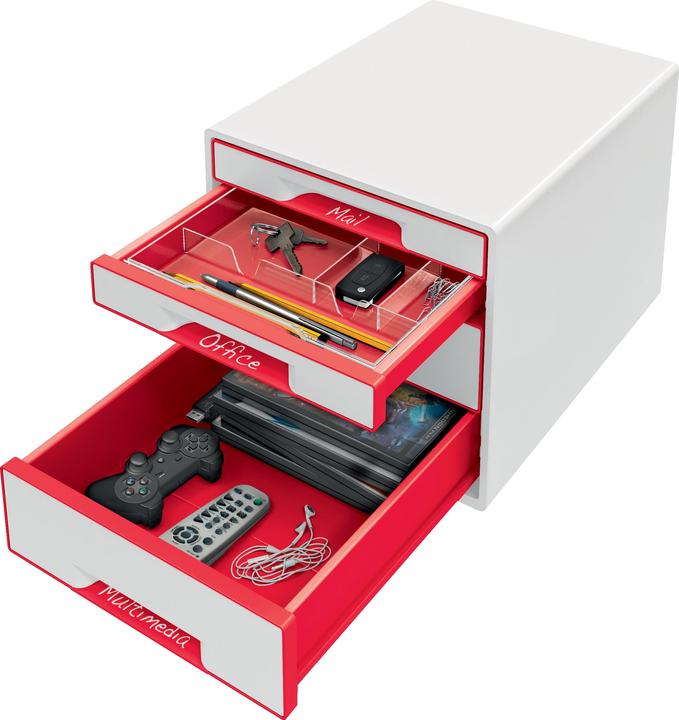Produktbild Leitz Schubladenbox WOW CUBE weiss/rot (A4+)