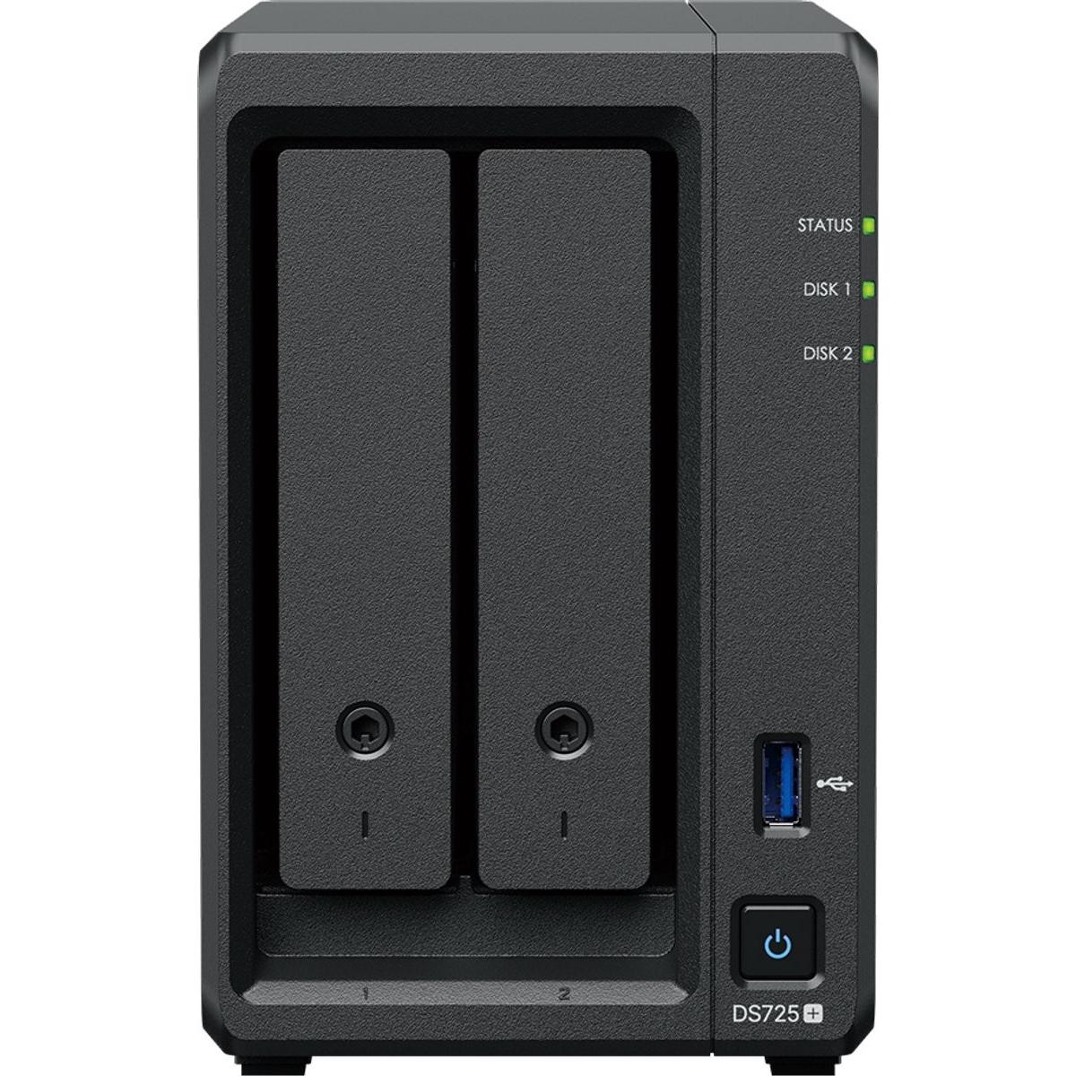 Synology DS725+ 2Bay 32TB NAS met 2x 16TB Plus HDD (2 x 16 TB), NAS, Schwarz