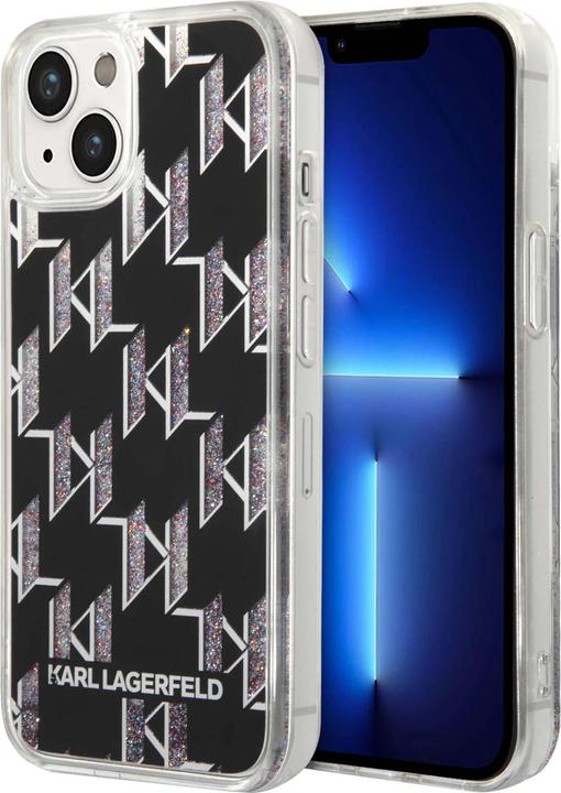Produktbild Karl Lagerfeld Hard Cover Liquid Glitter Monogram Black, f??r iPhone 14 Plus, KLHCP14MLMNMK (Apple iPhone 14 Plus)