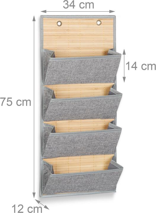 Image du produit Relaxdays Organiseur suspendu en bambou avec motif de jute (34 x 12 x 75 cm, 10.94 l)
