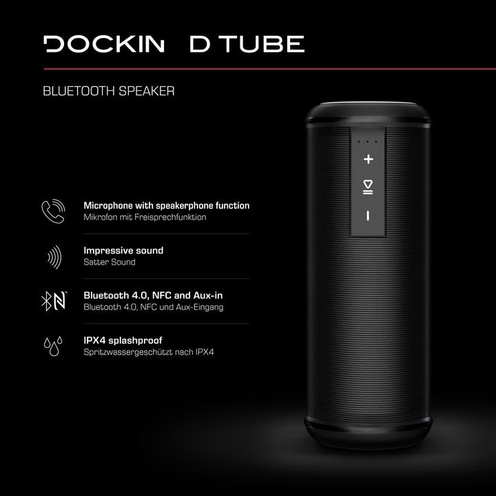 Actual product image Dockin active speaker D Tube 2x5W BLU4.0/EDR/3.5 jack/IPX4 black (Bluetooth)