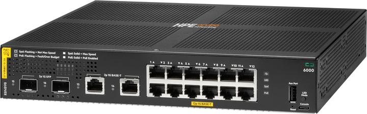 Actual product image HP Aruba Networking CX 6000 12p 10M/100M/1G Class4 PoE 2p SFP 1G 139W Switch (12 ports)