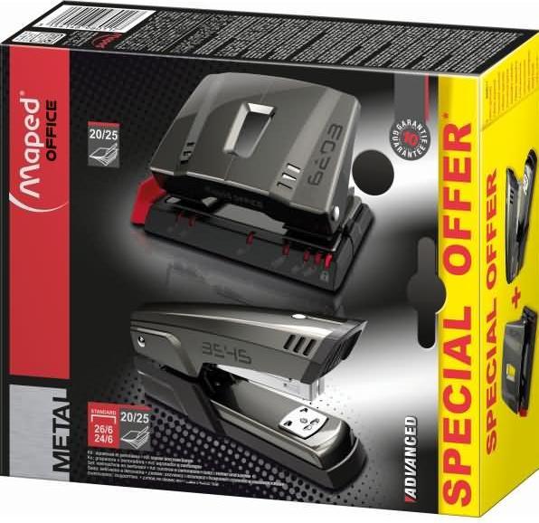 Actual product image Maped M898011 - Advanced stapler and hole punch set, metal, taupe