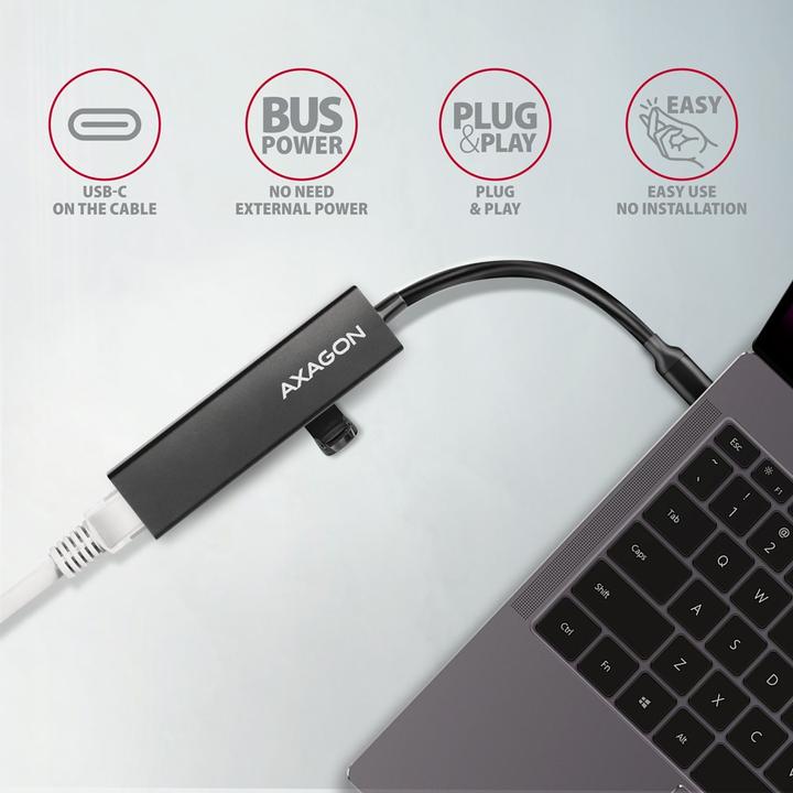 Produktbild Axagon HMC-GL3A USB-C-Hub, 3x USB-A, Gbit-LAN (USB-C, 4 Ports)