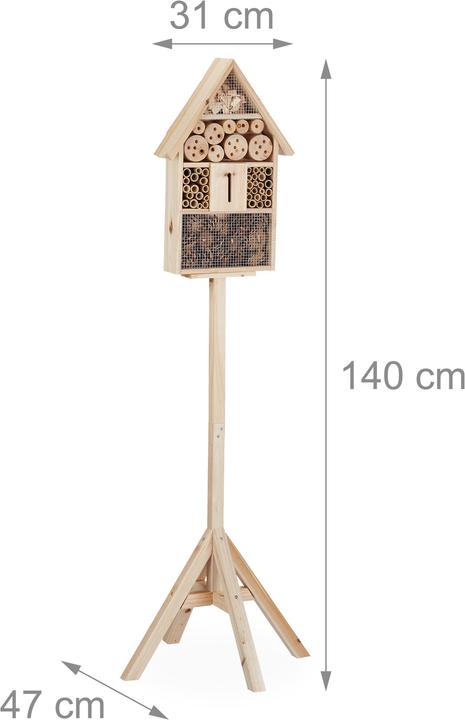 Immagine prodotto Relaxdays Casetta per insetti con piedistallo (Api, Coccinelle, Merletti)