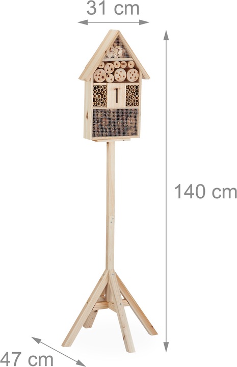 Actual product image Relaxdays Insect Hotel on Stand (Wild bees, Ladybirds, Lacewings)