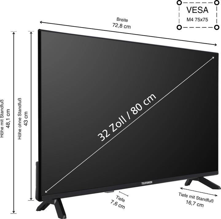 Actual product image Telefunken QLED TV 32 inch TV Full HD Android TV (HDR Smart TV, triple tuner) QF32AN750S (32", QLED, Full HD)