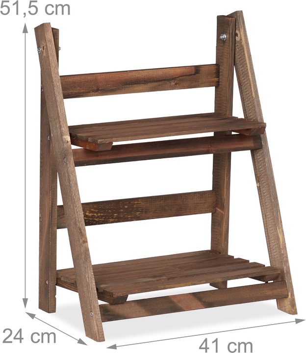 Actual product image Relaxdays Dark Brown Wooden Plant Rack