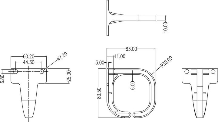 Image du produit Value Oeillet de câble, 80×80 mm, plastique, noir