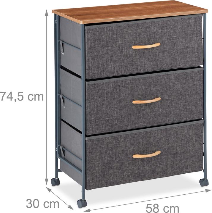 Actual product image Relaxdays Chest of Drawers of Casters (58 x 30 x 74.5 cm)