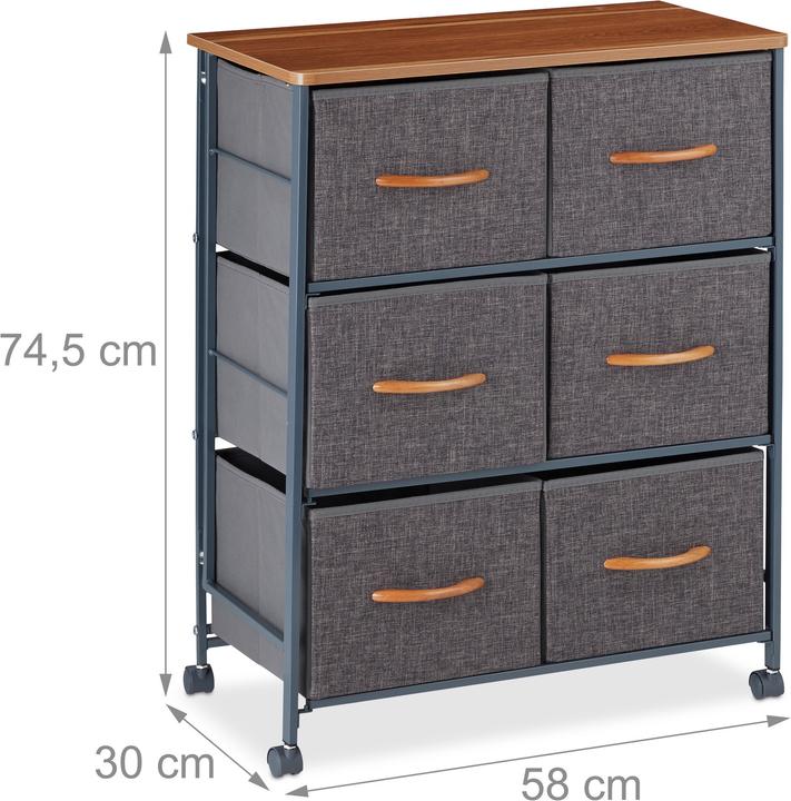 Actual product image Relaxdays Chest of Drawers of Casters (58 x 30 x 74.5 cm)