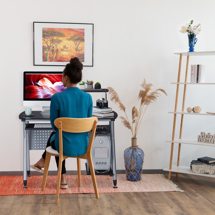 Actual product image Relaxdays Computer Desk With Glass-top (105 x 55 x 98 cm)