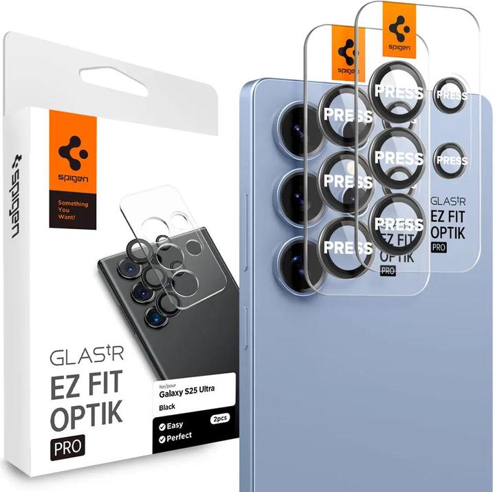 Spigen Samsung Galaxy S25 Ultra Glas.tR EZ Fit Optik Pro HD Lens protector, 2-pack (2 Pezzo/i, Samsung Galaxy S25 Ultra)