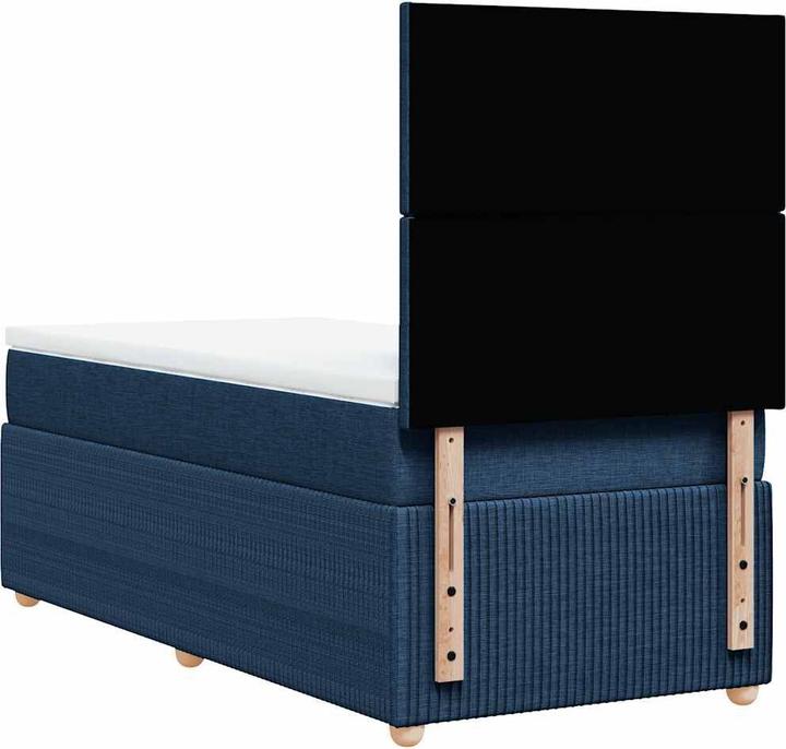 Actual product image vidaXL Boxspringbett Einzelbett Polsterbett Bett Matratze Blau 80x200cm Stoff (80 x 200 cm)