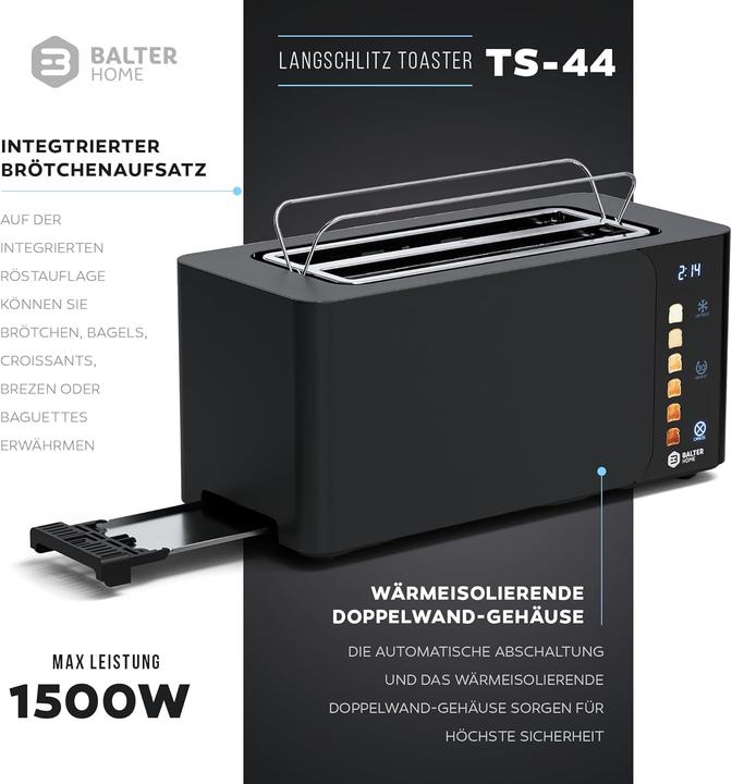 Produktbild Balter Langschlitztoaster TS-44 mit Touch-Bedienung und LCD Display