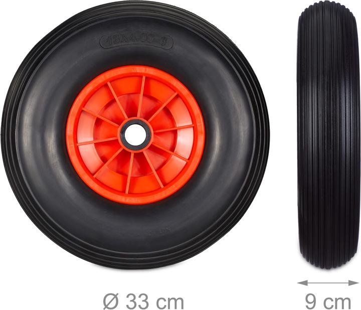 Actual product image Relaxdays Wheelbarrow Wheel 4., Solid Rubber