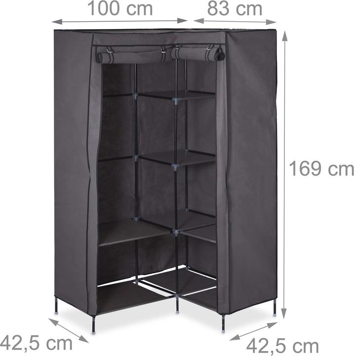 Image du produit Relaxdays Armoire de coin, en tissu (100 x 83 x 169 cm)
