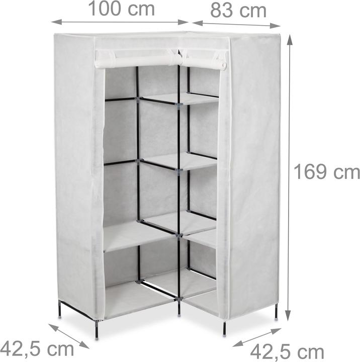 Image du produit Relaxdays Armoire de coin, en tissu (100 x 83 x 169 cm)