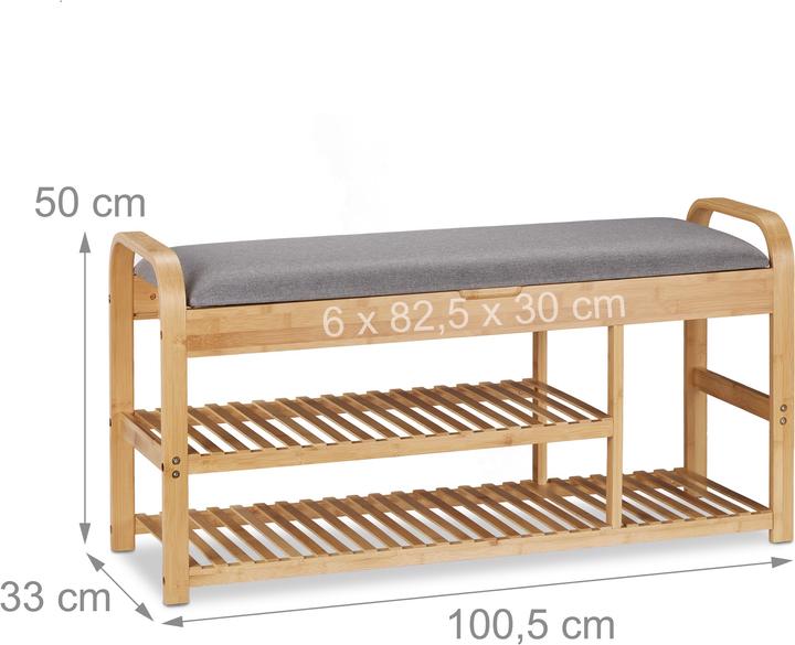 Image du produit Relaxdays Banc chaussures (100.5 x 33 x 50 cm)