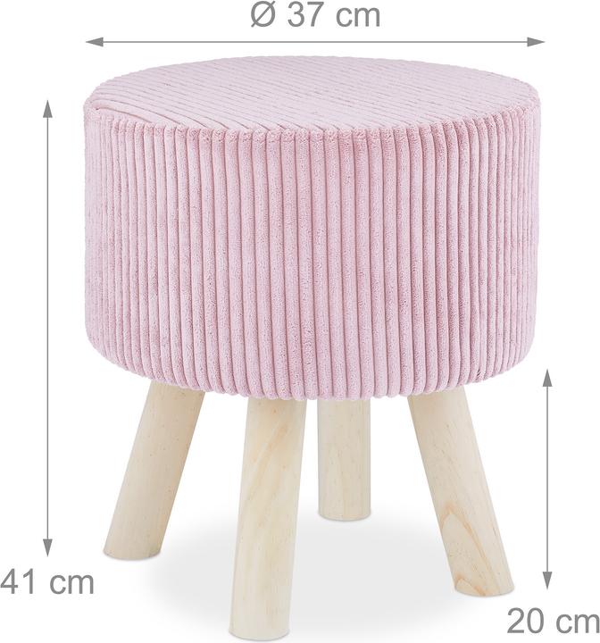 Image du produit Relaxdays Pouf coiffeuse, pieds en bois