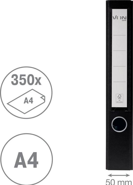 Image du produit von Classeur avec PP/papier, 5 cm, Noir (A4, 50 mm, 1 pcs)