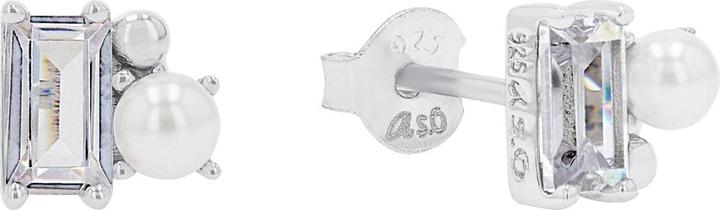 Immagine prodotto S.Oliver Ohrschmuck für Damen, 925 Sterling Silber, Zirkonia synth., Muschelkernperle (Argento 925)