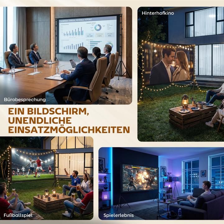 Actual product image Homcom Projektor-Leinwand Polyester, Aluminium Schwarz (100", 16:9)